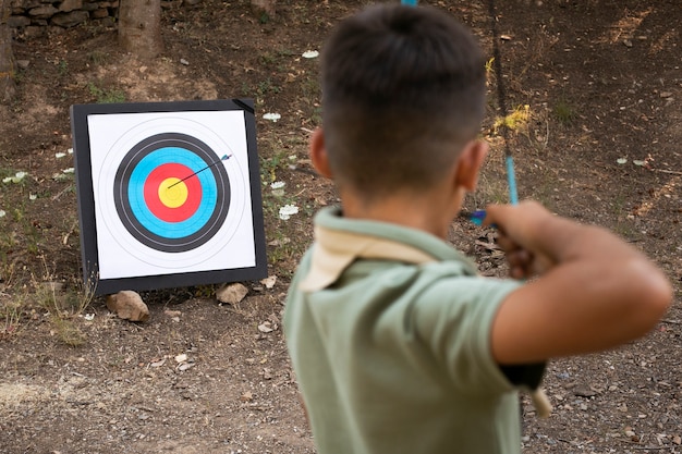 Boy scouts spending time in nature