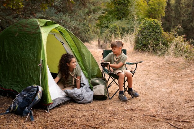 Boy scouts spending time in nature