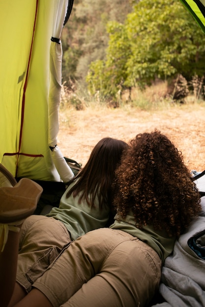 Boy scouts spending time in nature