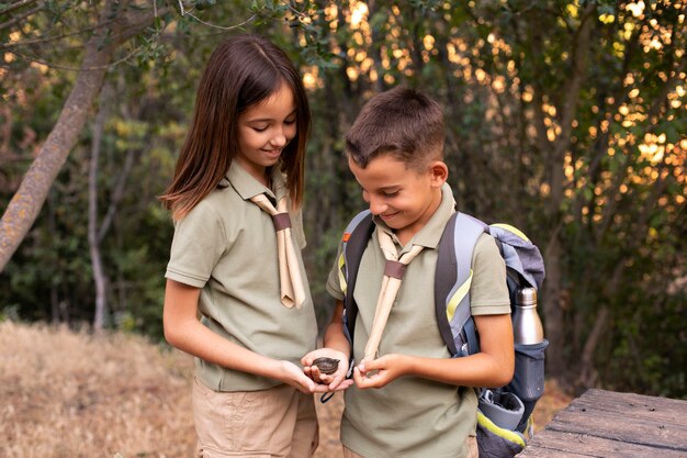 Boy scouts spending time in nature