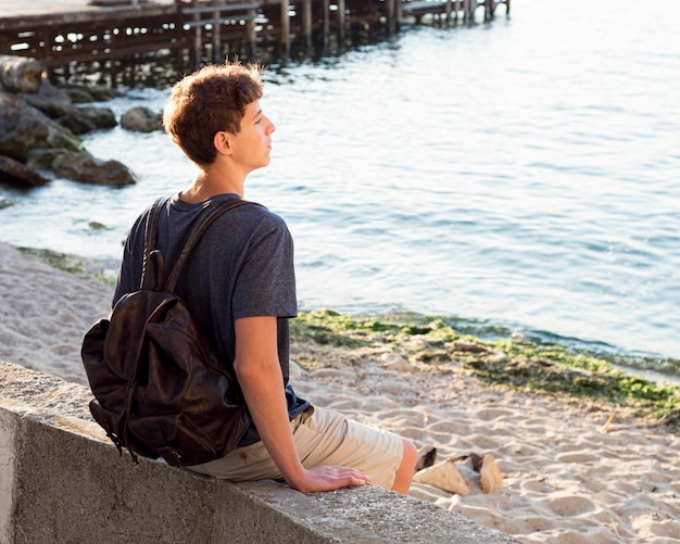 Boy spending time in nature