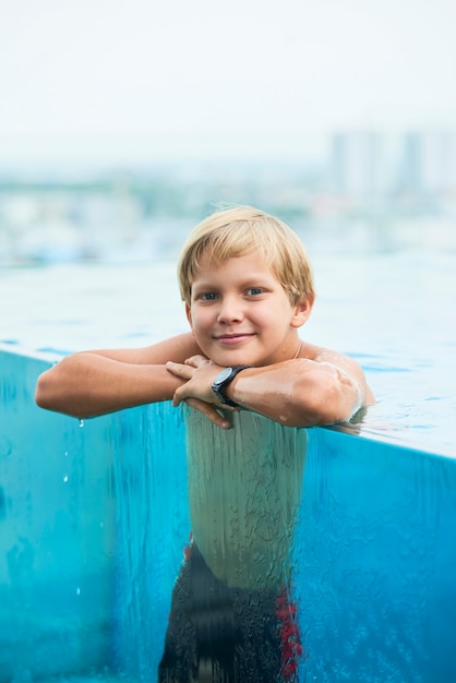 Boy in the swimming pool