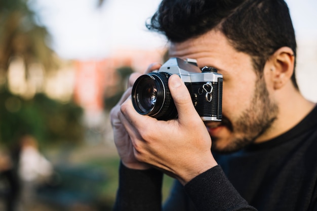 Boy taking a picture