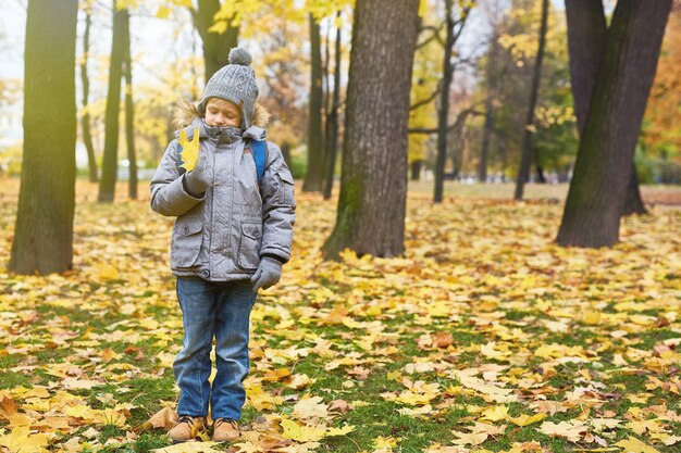 Boy with leaf