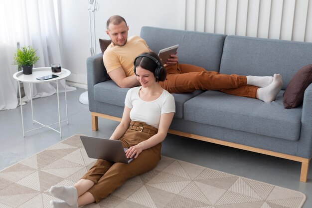 Boyfriend and girlfriend playing videogames