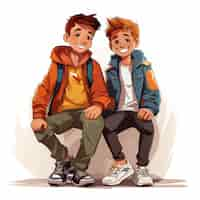 Free photo boys friendship cartoon