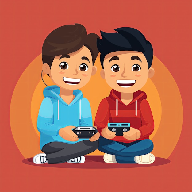 Free photo boys friendship cartoon