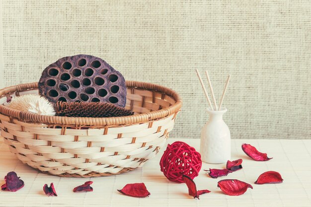 Braided bowl with mushroom