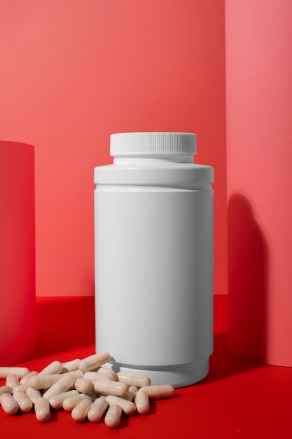 Free photo brain booster pills container  still life