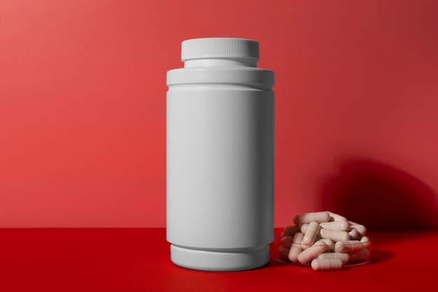 Free photo brain booster pills container  still life