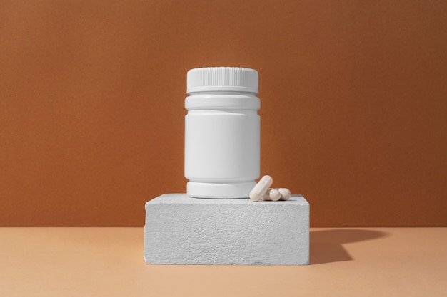 Brain booster pills container  still life