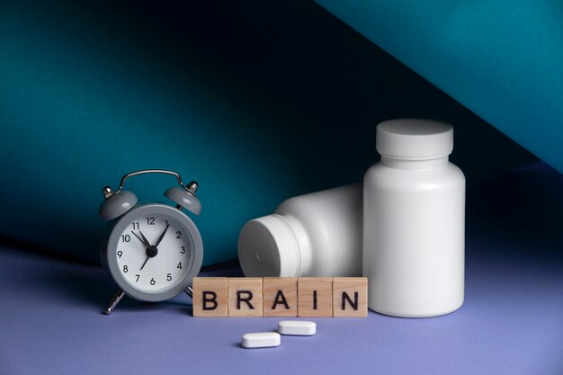 Free photo brain booster pills still life