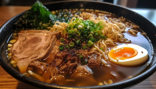 Free photo braised beef stew in crockery with noodles generated by ai