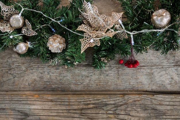 Branch of a christmas tree with pine cones