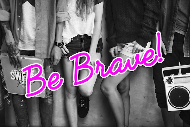 Free photo brave overlay word young people