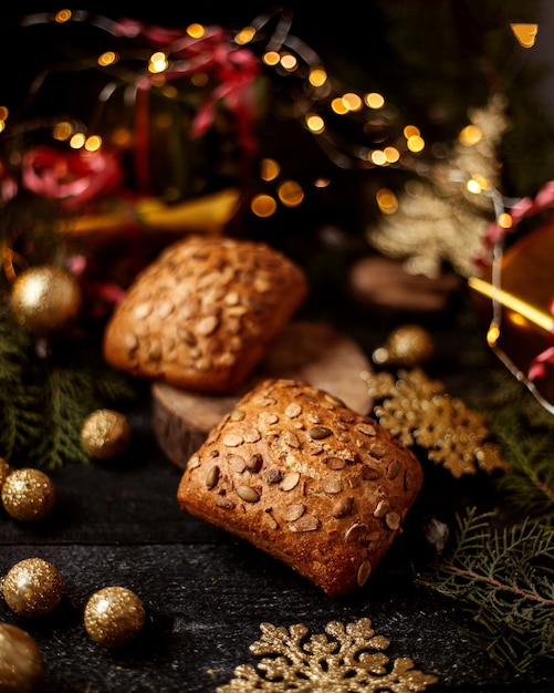 Bread bun with seeds on top