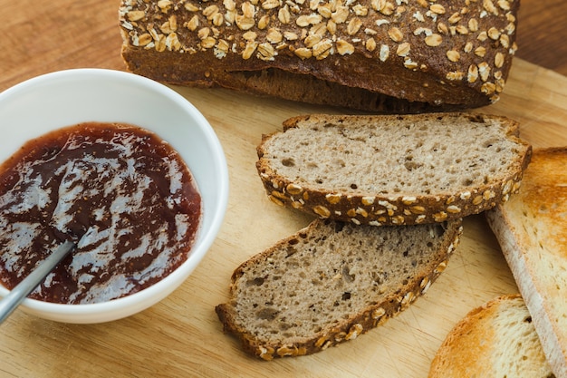 Bread and jam for breakfast