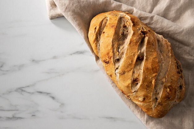 Bread on marble table