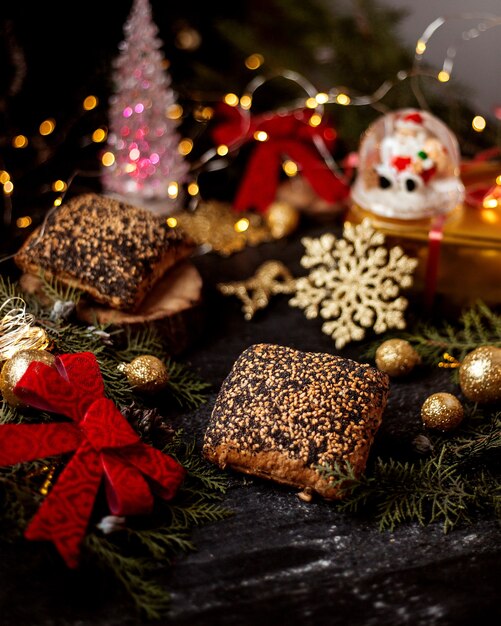 Bread topped with seeds and poppy