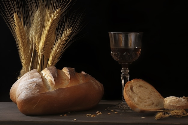 종교 의식을 위한 빵과 포도주