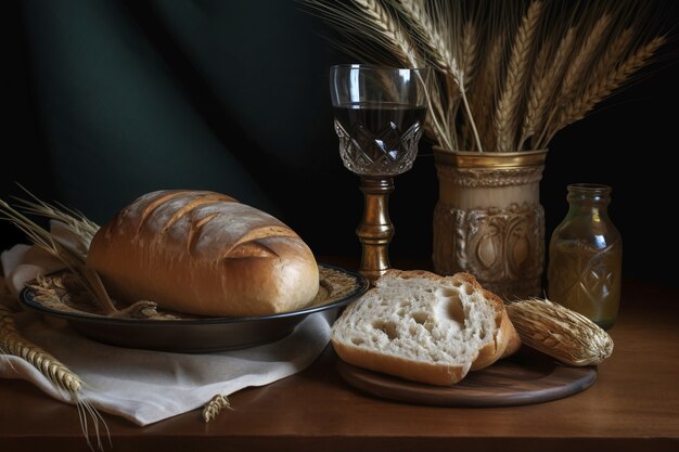 Bread and wine for religious ceremony