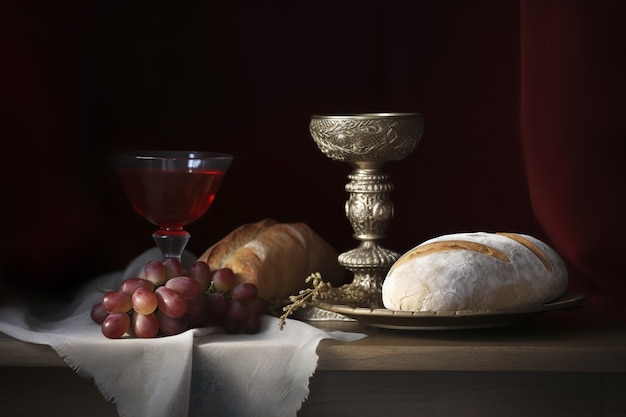 Free photo bread and wine for religious ceremony