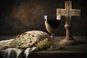 Free photo bread and wine for religious ceremony