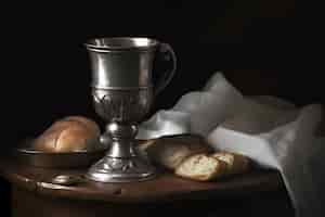 Free photo bread and wine for religious ceremony