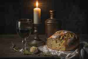 Free photo bread and wine for religious ceremony