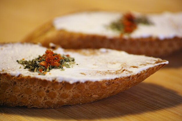 Bread with spice cheese and spices