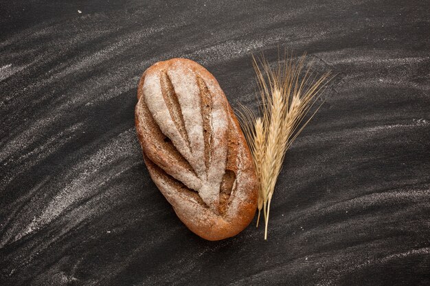 Bread with wheat grass and flour