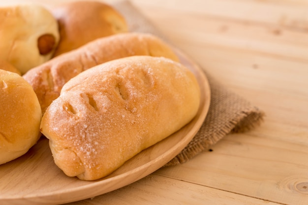 bread in wood plate