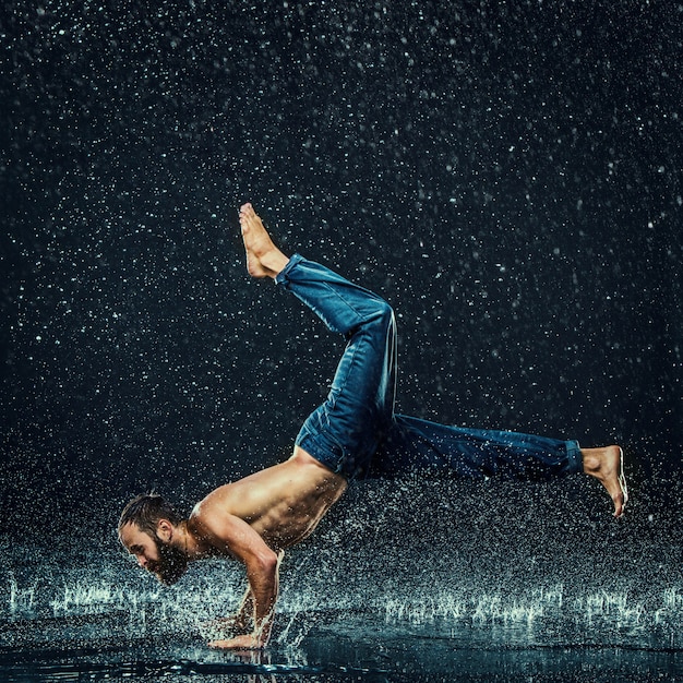 Break dancer in water