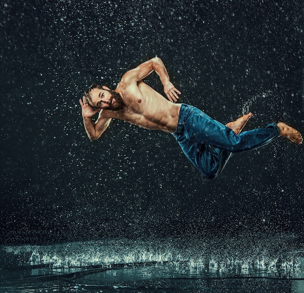 Break dancer in water