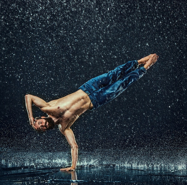 Break dancer in water