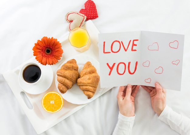 Free photo breakfast in bed for mother