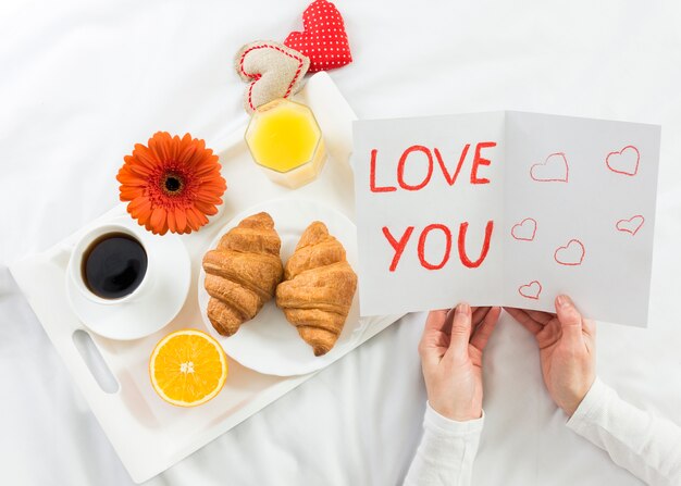 Breakfast in bed for mother