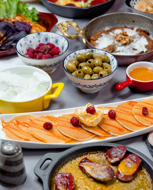 Breakfast set on the table