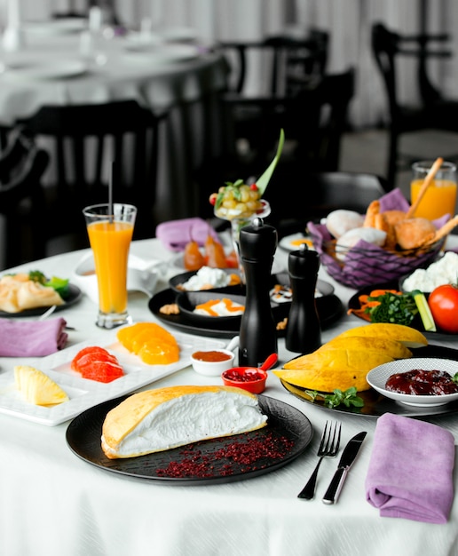 Breakfast set on the table