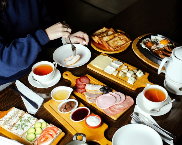 Breakfast set on the table