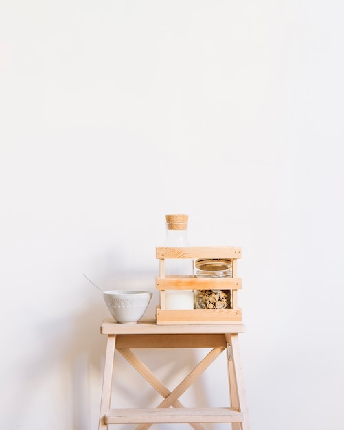 Free photo breakfast on stool