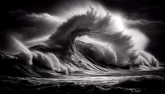 Free photo breaking waves spray and crash against dark coastline generative ai