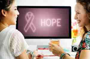Foto gratuita supporto al cancro al seno lotta alla cura della speranza concept grafico
