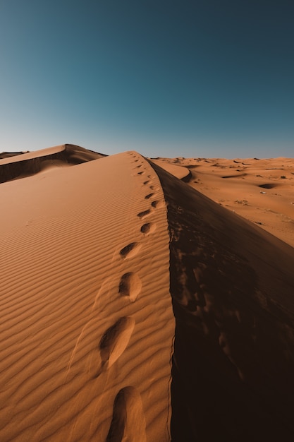 Breathtaking desert under the blue sky captured in Morocco