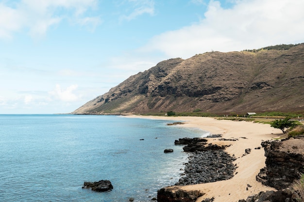 ビーチのある息を呑むようなハワイの風景