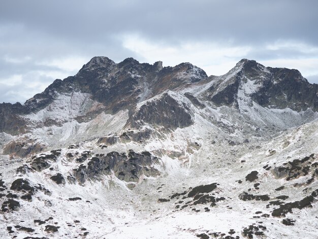 ポーランドの雪に覆われた高いロッキータトラ山脈の息をのむような風景