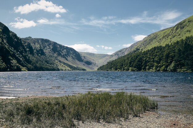Breathtaking scenery of the shoreline of Wicklow Mountains National Park Ballynabrocky
