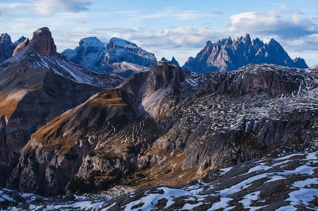 Breathtaking shot of the early morning in the Italian Alps