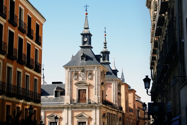 Breathtaking shot of the facades of the historical buildings captured in Madrid, Spain