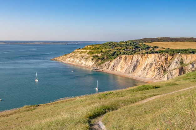 Breathtaking shot of harbor Isle of Wight in the English channel